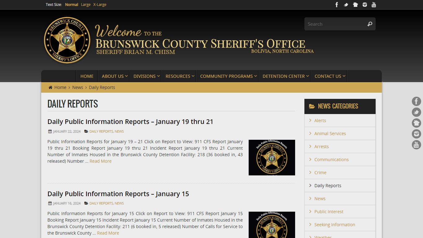 Daily Reports - Brunswick County Sheriff's Office